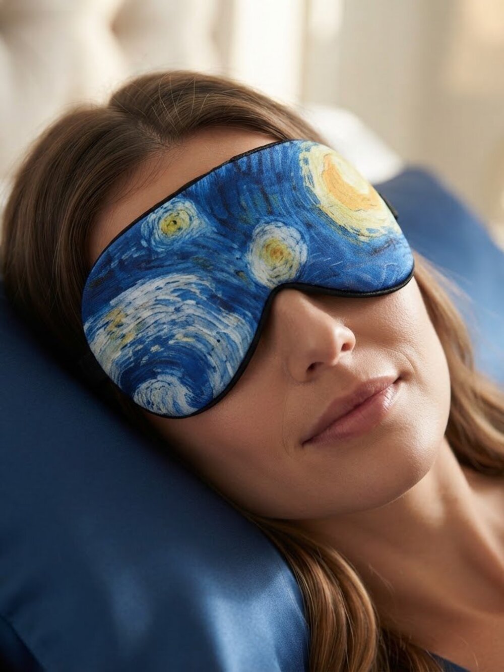 Alaska Bear Van Gogh Museum Starry Night Sleep Mask Blue Yellow Eye Mask